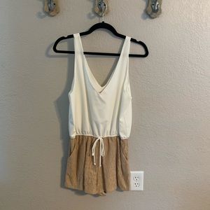 White and tan romper